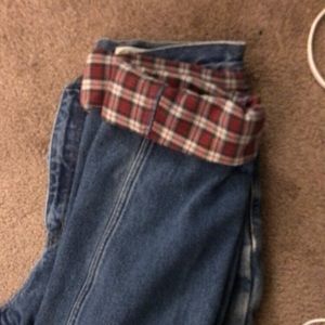 Jeans with flannel lining